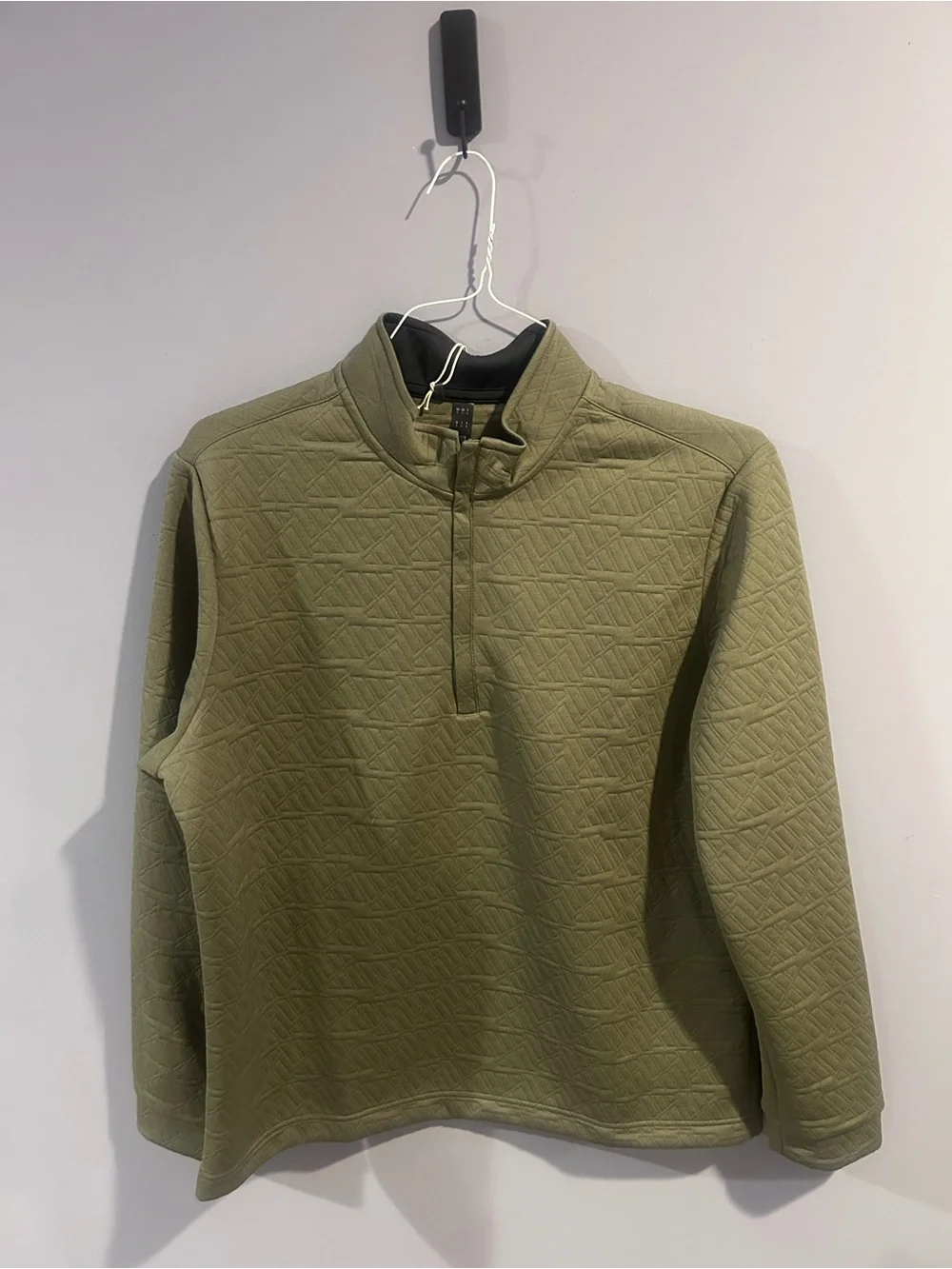 NWT Adidas Men’s Large Olive Green Quilted Quarter Zip Pullover